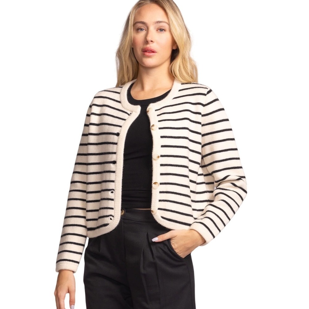 Abercrombie & Fitch Striped Tweed Cardigan Jacket XL NWT $140 Blazer Style‎